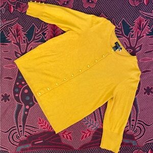 Grace Mustard Yellow Button-Front Crew Cardigan